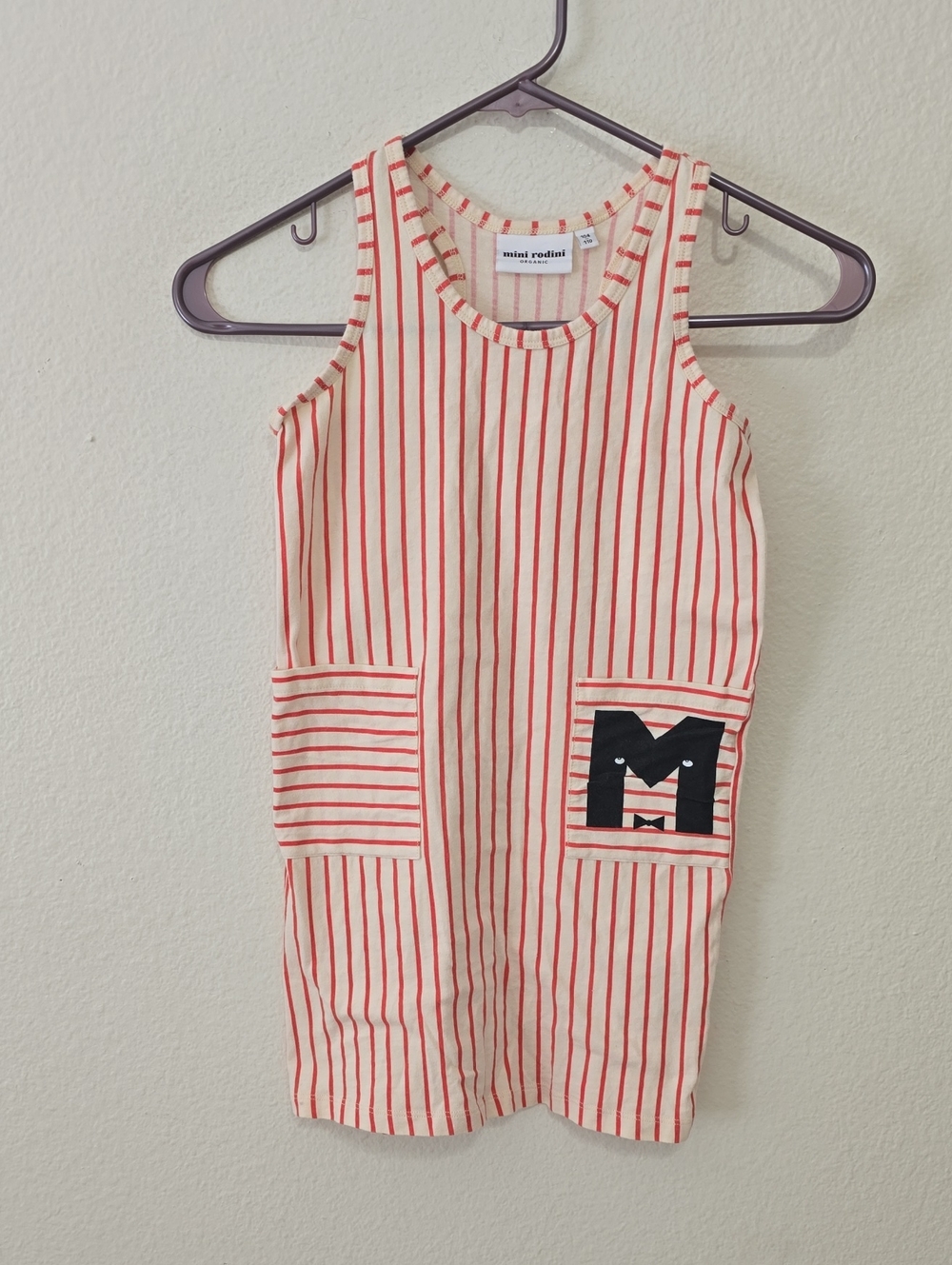 Mini Rodini Red and Cream Stripe Pocket Tank Dress